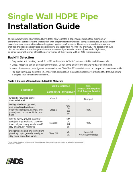 Single Wall HDPE Pipe Installation Guide