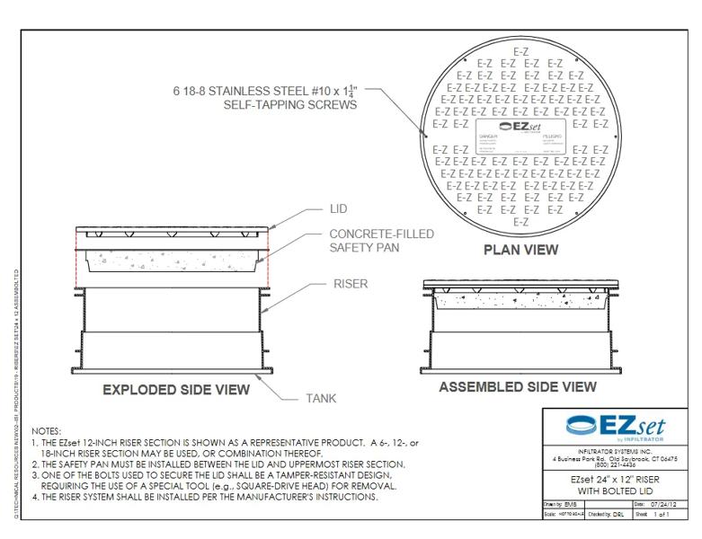 24" x 12" EZset Riser Bolted Lid Standard Detail