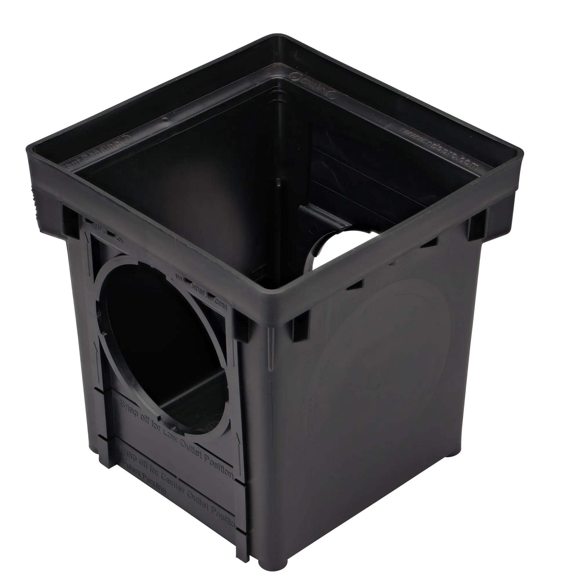 NDS 12 in. Square Adjustable Outlet Catch Basin Drain Kit  includes Catch Basin with 2 Open Sides & 2 Open Outlet Slides (NDS 1200NGBKIT)